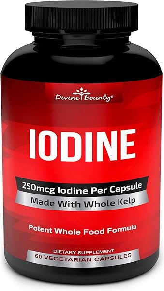 Iodine Supplement 250mcg - Iodine Pills from Sea Kelp (Grown in USA) - Thyroid Support Supplement (Ascophyllum Nodosum) - 60 Sea Kelp Capsules in Pakistan