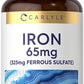 Iron Ferrous Sulfate 65 mg | 400 Tablets | Non-GMO, Gluten Free, Supplement in Pakistan