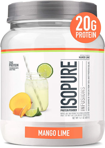 Isopure Protein Powder, Clear Whey Isolate Protein, Post Workout Recovery Drink Mix, Gluten Free with Zero Added Sugar, Infusions- Tropical Punch, 16 Servings