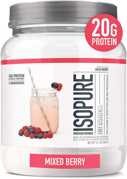 Isopure Protein Powder, Clear Whey Isolate Protein, Post Workout Recovery Drink Mix, Gluten Free with Zero Added Sugar, Infusions- Tropical Punch, 16 Servings