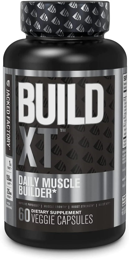 Jacked Factory Build-XT Muscle Builder - Daily Muscle Building Supplement for Muscle Growth and Strength | Featuring Powerful Ingredients Peak02 & elevATP - 60 Veggie Pills