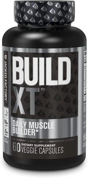 Jacked Factory Build-XT Muscle Builder - Daily Muscle Building Supplement for Muscle Growth and Strength | Featuring Powerful Ingredients Peak02 & elevATP - 60 Veggie Pills in Pakistan