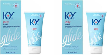 K-Y Jelly Personal Lubricant, Body-Friendly Water-Based Formula, Safe for Anal Sex, Safe to Use with Latex Condoms. Glide into a Wetter, Better Experience Every Day. For Men, Women, Couples, 4 FL OZ