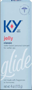 K-Y Jelly Personal Lubricant, Body-Friendly Water-Based Formula, Safe for Anal Sex, Safe to Use with Latex Condoms. Glide into a Wetter, Better Experience Every Day. For Men, Women, Couples, 4 FL OZ