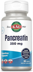 KAL Pancreatin 350mg, Digestive Enzymes for Women and Men, Pancreatic Enzymes for Digestive Health Support, Gluten Free, Non-GMO, Rapid Disintegration, 60-Day Guarantee, 100 Servings, 100 Tablets in Pakistan
