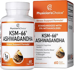 KSM-66 Ashwagandha Root Powder Extract - Stress, Mood, & Athletic Support - 1,000 MG of Clinically Studied KSM66 & Black Pepper for Maximum Absorption - 5% Withanolides - 60 Vegan Capsules in Pakistan