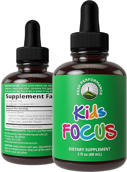 Kids Focus Drops. Attention Deficit Liquid Supplement For Concentration, Attention, Brain, Memory. No Bitter Taste. Natural Non-Habit Forming Sugar Free 7-in-1 Vegan Nootropic For Children, Teenagers in Pakistan in Pakistan