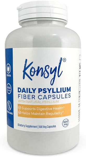 Konsyl Daily Psyllium Fiber Capsules Contains 1500mg Psyllium Husk Powder per Serving - Non-GMO, Vegan, Keto - Supports Digestive Health+ 500 Count in Pakistan in Pakistan