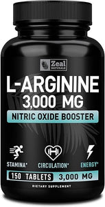 L Arginine 3000mg Capsules (150 Tablets | 1000mg) Maximum Dose L-Arginine Nitric Oxide Supplement for Supporting Muscle Growth, Vascular Function and Energy - Nitric Oxide Booster in Pakistan