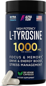 L Tyrosine 1000MG Capsules - All-Natural L- Tyrosine Supplement for Focus & Energy Boost - Non-GMO & Gluten-Free - Vegan 150 Caps -500mg x 2 per Serving in Pakistan