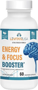 Levitate Energy & Focus Booster – Powerful Brain Performance Supplement - Improves Learning, Concentration, Memory - Organic Capsules - Energy Support Formula for Men & Women - 60 Count in Pakistan