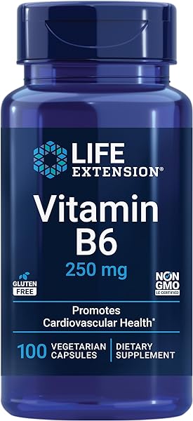 Life Extension Vitamin B6 250 mg – For Cardiovascular & Neurological Health and Kidney & Eye Health - Gluten-Free, Non-GMO – 100 Vegetarian Capsules in Pakistan