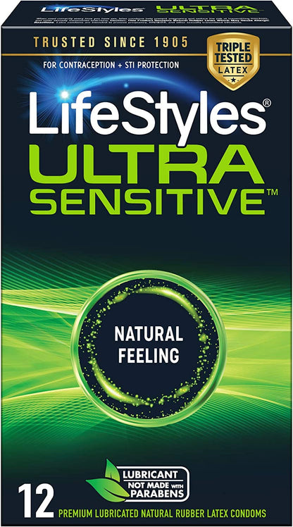 LifeStyles Ultra Sensitive Natural Feeling Lubricated Latex Condoms, 40 Count