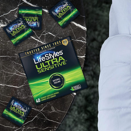 LifeStyles Ultra Sensitive Natural Feeling Lubricated Latex Condoms, 40 Count