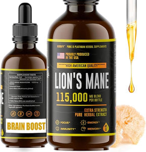 Lions Mane Supplement - Daily Mushroom Supplement for Memory, Focus & Clarity - Brain Booster - Lions Mane Tincture for Natural Immune Support - Vegan, Organic - 4 Fl oz in Pakistan