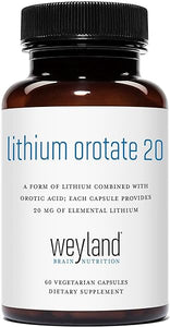 Lithium Orotate 20mg (1 Bottle), 60 Vegetarian Capsules, Lithium Supplement Supports Healthy Mood, Behavior, Memory and Wellness in Pakistan