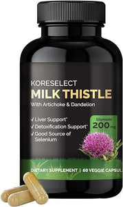 Liver Detox Cleanse Support Supplement with Milk Thistle 400mg, Silymarin, Choline, Selenium, Dandelion Root, Artichoke, Fatty Liver Repair Heath Formula, Natural Antioxidant, 60 caps in Pakistan