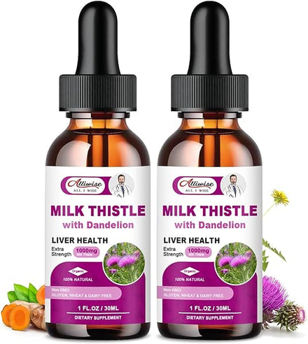Liver Health Support Liquid, 1000mg Milk Thistle 80% Silymarin Extract & 250mg Dandelion Root Extract, Liver Cleanse Detox & Repair Fatty Liver Formula, Vegan, Non-GMO and All-Natural in Pakistan