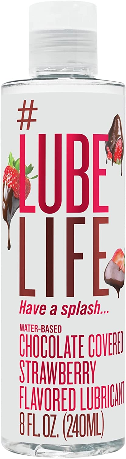 Lube Life Water-Based Strawberry Flavored Lubricant, Personal Lube for Men, Women and Couples, Made Without Added Sugar, 8 Fl Oz