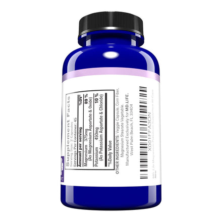 MD. Life Magnesium Potassium Supplement - 90 Capsules - High Absorption Magnesium Complex to Support Vascular Health & Leg Cramp 90cts