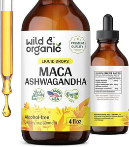 Maca Ashwagandha Drops Supplement - Organic Ashwagandha Maca Root Liquid Extract for Men & Women - Mood Support - Stress Relief - Vegan, Alcohol Free Tincture - 4 fl oz in Pakistan