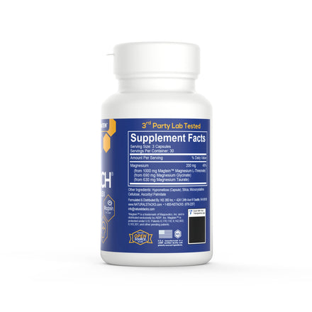 MagTech Magnesium Supplement - Chelated Magnesium Complex - 3 Forms of Magnesium: Magtein Magnesium L-Threonate, Glycinate & Taurate - Supports Relaxation & Brain Health, 90 Magnesium Capsules