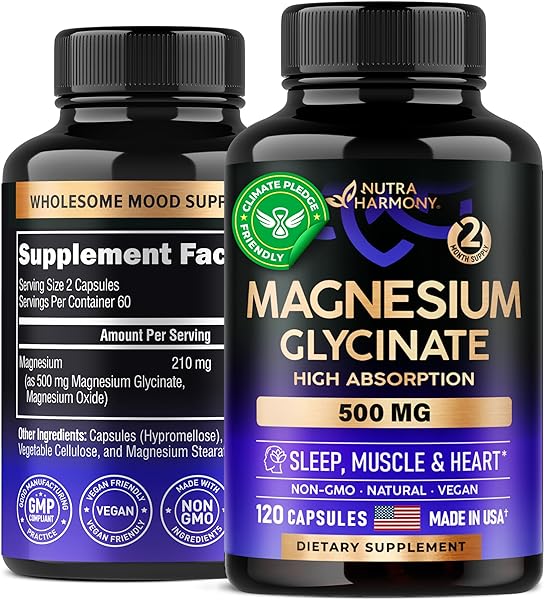 Magnesium Glycinate 1000 mg - Chelated High Absorption Supplements - Made in USA - Support Proper Sleep & Rest - Maintain Muscle & Heart Health - Natural & Vegan Pills - 120 Capsules, 2 Month Supply in Pakistan in Pakistan