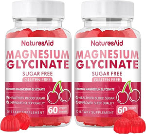 Magnesium Glycinate Gummies 1000mg - Sugar Free Magnesium Potassium Supplement with Vitamin D, B6, CoQ10 for Calm Mood & Sleep Support - 120 Cherry Gummies -2 Pack in Pakistan