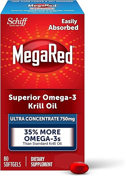 Megared Ultra Strength Krill Oil Omega 3 Supplement, 750mg – EPA & DHA Antioxidant Astaxanthin for Heart Health, 80 Softgels, No Fish Aftertaste in Pakistan