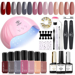 Modelones Gel Nail Polish Kit with U V Light Gel Nail Polish Set, No Wipe Base Top Coat, Nail Primer, Nail Art Decorations