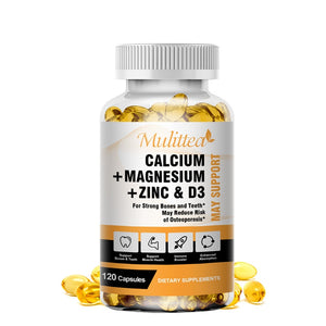 Mulittea Calcium Magnesium Zinc Capsule Vitamin D3 for Strong Bones Teeth Heart Nerve Increase Immune System Function Supplement