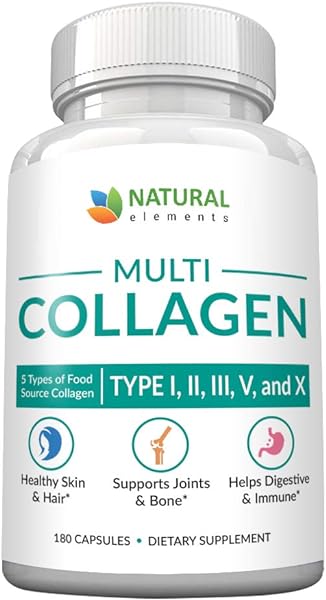 Multi Collagen 180 Protein Capsules - Type I, II, III, V, X Collagen Pills - Proprietary Blend of Eggshell, Chicken, Wild Fish & Grass-Fed Beef Collagen Peptides - 2025mg per serv in Pakistan
