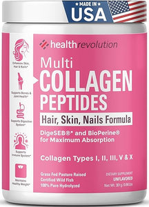 Multi Collagen Peptides Powder Supplement Types I, II, III, V, X - 5 Hydrolyzed Collagen Peptides– For Skin Hair Nails Joints –Triple Refined for Easy Mixing, Non-GMO Dairy Gluten-Free, Unflavored in Pakistan