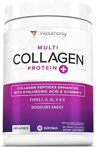 Multi Collagen Peptides Powder for Women and Men - Instant Dissolving Grass Fed Hydrolyzed Collagen Powder Drink Mix for Beautiful Hair Skin and Nails with Hyaluronic Acid and Vitamin C - Unflavored in Pakistan