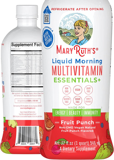 Multivitamin Multimineral for Women Men & Kids by MaryRuth's | No Added Sugar | Vegan Liquid Vitamins for Adults & Kids | Mens, Womens Multivitamin | Energy & Beauty Booster | Non-GMO | 32 Fl Oz