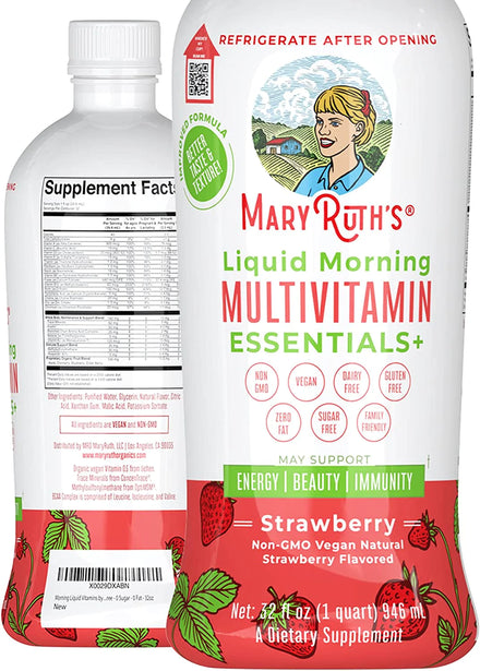Multivitamin Multimineral for Women Men & Kids by MaryRuth's | No Added Sugar | Vegan Liquid Vitamins for Adults & Kids | Mens, Womens Multivitamin | Energy & Beauty Booster | Non-GMO | 32 Fl Oz