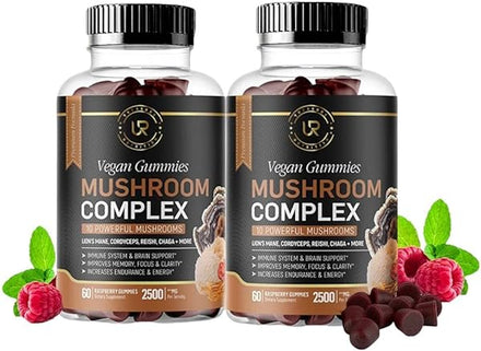 Mushroom Gummies | 10 Mushroom Supplement | 2 pack | Turkey Tail, Chaga, Reishi, Cordyceps & Lions Mane Organic Mushroom Extracts, Nootropic Brain Booster for Focus, Memory, Clarity, Energy | 120ct in Pakistan