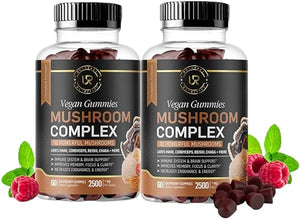 Mushroom Gummies | 10 Mushroom Supplement | 2 pack | Turkey Tail, Chaga, Reishi, Cordyceps & Lions Mane Organic Mushroom Extracts, Nootropic Brain Booster for Focus, Memory, Clarity, Energy | 120ct in Pakistan