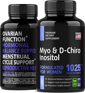 Myo & D-Chiro Inositol - Hormone Balance & Ovarian Support: Fertility Supplements for Women, PCOS, Preconception Vitamins - Myo-Inositol & D-Chiro Inositol, Vitamin B8, Inositol 1000mg - 60 Capsules in Pakistan