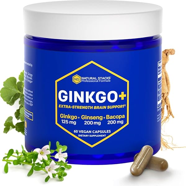 NATURAL STACKS Ginkgo Biloba Supplements w/Panax Ginseng and Bacopa Monnieri - Focus Supplement for Mental Performance, Brain Supplements for Adults, 60 Ginkgo Biloba Capsules in Pakistan in Pakistan