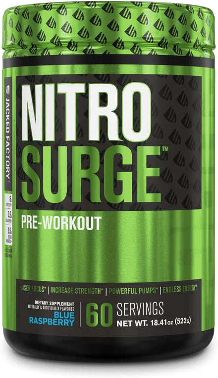 NITROSURGE Pre Workout Supplement - Endless Energy, Instant Strength Gains, Clear Focus, Intense Pumps - Nitric Oxide Booster & Powerful Preworkout Energy Powder - 30 Servings, Strawberry Margarita