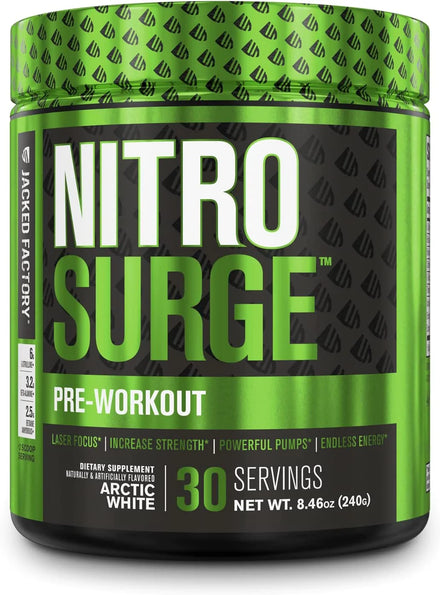 NITROSURGE Pre Workout Supplement - Endless Energy, Instant Strength Gains, Clear Focus, Intense Pumps - Nitric Oxide Booster & Powerful Preworkout Energy Powder - 30 Servings, Strawberry Margarita