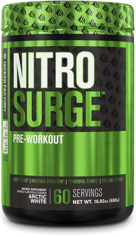 NITROSURGE Pre Workout Supplement - Endless Energy, Instant Strength Gains, Clear Focus, Intense Pumps - Nitric Oxide Booster & Powerful Preworkout Energy Powder - 30 Servings, Strawberry Margarita