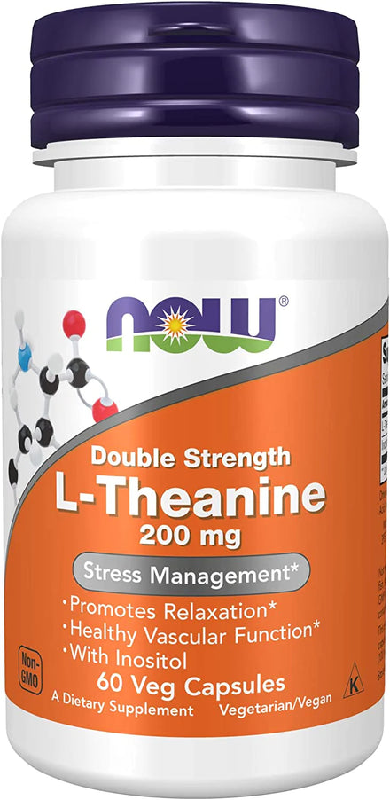 NOW Supplements, L-Theanine 200 mg with Inositol, Stress Management*, 120 Veg Capsules