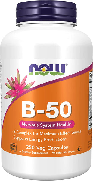 NOW Supplements, Vitamin B-50 mg, Energy Production*, Nervous System Health*, 250 Veg Capsules in Pakistan
