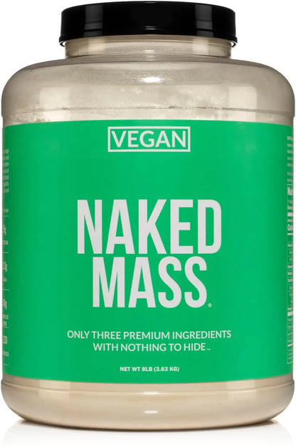 Naked Vegan Mass – Natural Vegan Weight Gainer Protein Powder – 8lb Bulk, GMO Free, Gluten Free, Soy Free & Dairy Free. No Artificial Ingredients – 1,230 Calories – 11 Servings