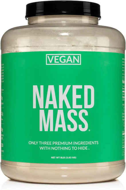 Naked Vegan Mass – Natural Vegan Weight Gainer Protein Powder – 8lb Bulk, GMO Free, Gluten Free, Soy Free & Dairy Free. No Artificial Ingredients – 1,230 Calories – 11 Servings