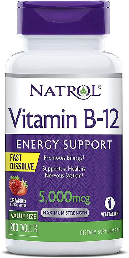 Natrol Vitamin B12 Fast Dissolve Tablets, Supports a Healthy Nervous System, Energy Booster