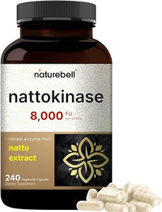 Nattokinase Supplement 8,000 FU Per Serving, 240 Veggie Capsules | Traditional Natto Extract Source – Max Strength Enzyme & Heart Health Support – Non-GMO in Pakistan