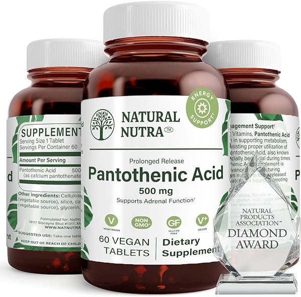 Natural Nutra Time Release Pantothenic Acid 500 mg, Vitamin B5 Supplement Helps Break Down Fat and Carbohydrates, Metabolism and Energy, 60 Vegetarian Tablets in Pakistan in Pakistan